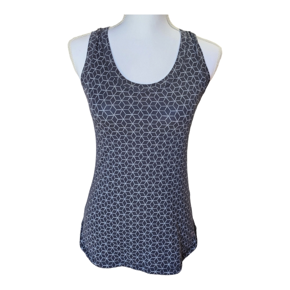 Calia Womens Essential Caviar Sleeveless Tank Top, Geomtric, Black/Gray, Size XS